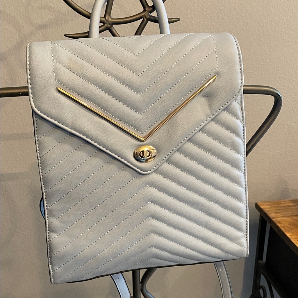 Quilted Light Blue Backpack